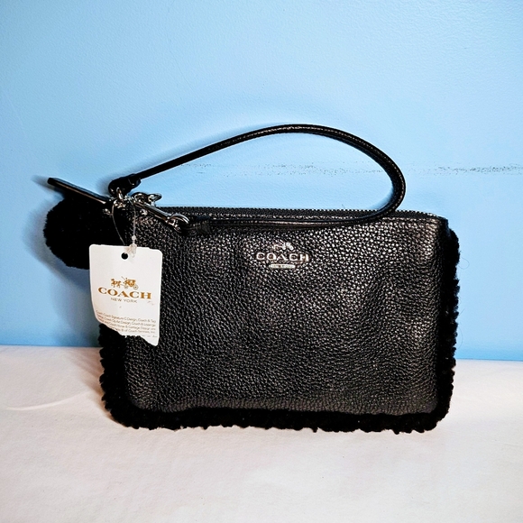 Coach Nolita Shearling Trim Wristlet - Picture 5 of 10